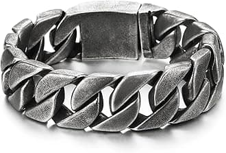 COOLSTEELANDBEYOND Mens Stainless Steel Large Curb Chain Link Bracelet Solid Curb Chain Wristband Biker Punk Jewelry Masculine Accessory