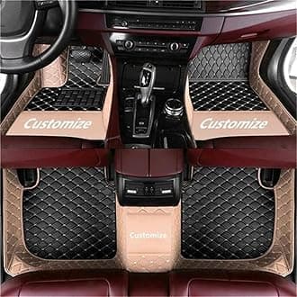 Custom car Floor mats Suitable for 98% car Truck SUV,car mats All Weather Personalized,Full Coverage Luxury Car Mats, Anti-Slip Leather Floor mats.Floor Liner Car Accessories (Black and Beige)