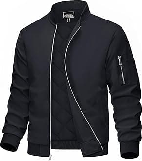 MAGCOMSEN Men's Bomber Jacket Casual Windproof Quilted Jacket Full Zip Windbreaker Winter Warm Varsity Jacket with Pockets