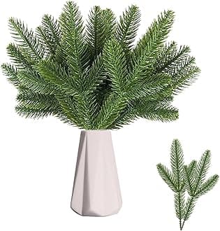 50 Pieces of Christmas Green Artificial Pine Branches Pine Garland，9.84x3.15Inch Christmas Picks Pine Tree Decor，for Christmas Home Decoration (Green)