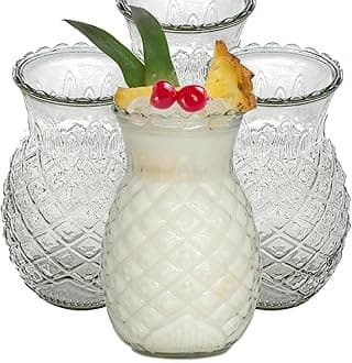 Prefdo Set of 4 Pineapple Cocktail Glasses, 20 Ounce/570ml Fun Cocktail Jars Tiki Cups for Bar, Party