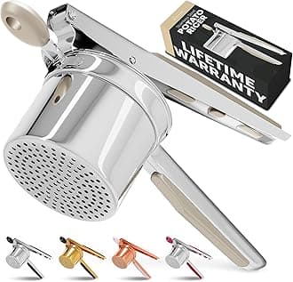 PriorityChef Large 15oz Potato Ricer, Heavy Duty Stainless Steel Potato Masher and Ricer Kitchen Tool, Press and Mash Kitchen Gadget For Perfect Mashed Potatoes - Everytime, Khaki Yellow