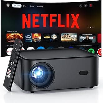 1500ANSI Full HD Smart Projector, HAPPRUN 4K Decoding Projector with Wifi and Bluetooth,Built-in Apps,DoIby Audio,Electric Focus,300''Display Movie Projector for Home,Outdoor,Indoor