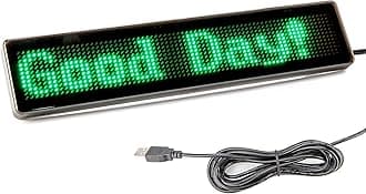 Leadleds Dc 5v Bluetooth Compatible Led Car Sign with USB Cable Programmable Scrolling Message Sign Board for Car, Shop, Store ( Green )