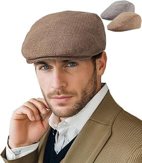 LADYBRO 2Pack Unisex Flat Cap Newsboy Hats for Men Women, Scally Cap Summer Hat for Golf