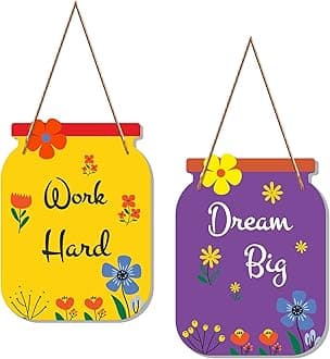 Artvibes Work Hard Quote Decorative Art MDF Wooden Wall Hanger Ornaments for