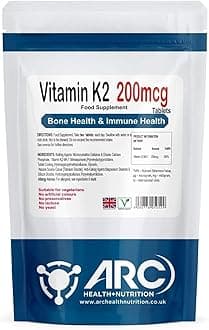 Vitamin K2 MK7 Menaquinone 200mcg 180 Vegan Supplement Tablets - for Men & Women - Made in UK