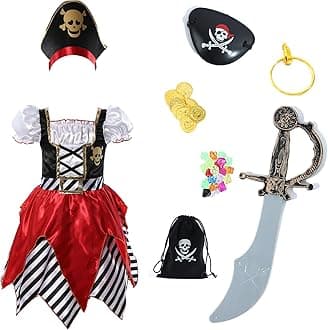 Toddlers Pirate Costume Girls, Buccaneer Princess Costume Kids, Cruise Pirate Night Outfits for Girls 3-10 Years