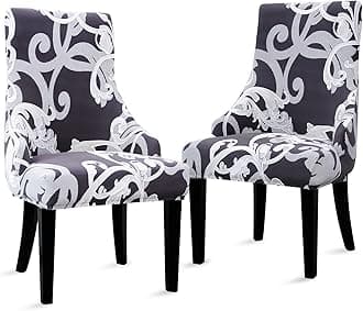 Liykimt Stretch Wingback Side Chair Slipcover with Arms-Armless Accent Chair Cover,Removable Soft Spandex Upholstered Arm Dining Chair Protector with Nailed Trim for Dining Room Banquet Home Decor