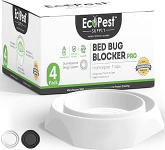 Bed Bug Interceptors – 4 Pack | Bed Bug Blocker (Pro) Interceptor Traps (White) | Eco Friendly Insect Trap for Bed Legs | No Chemicals or Pesticides | Monitor, Detector, and Trap for Bed Bugs