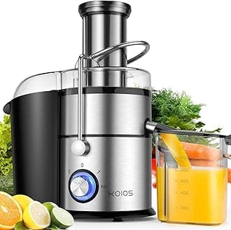 KOIOS Centrifugal Juicer Machines, Juice Extractor with Big Mouth 3ââ‚¬Â Feed Chute, 304 Stainless-steel Filter, High Juice yield, Easy to Clean&100% BPA-Free, 1200W&Powerful, Dishwasher Safe, Included Brush
