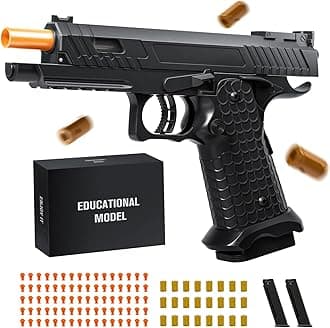 Soft Bullet Shell Ejecting Toy Gun, Foam Blaster for Boys & Girls, Slid-Stop Toy Pistol for Shooting Games, Great Christmas & Birthday Gift (Black)