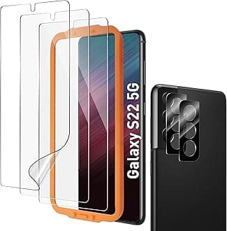 AACL 3-Pack for Samsung Galaxy S22 Screen Protector Hybrid Film, with 2 Pack Camera Lens Protector for S22 Screen Protector [Fingerprint Unlock][Anti-Scratch] [7H]