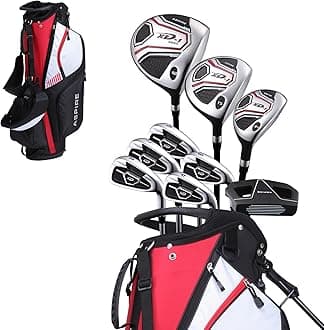 - XD1 Men’s 14-Piece Golf Set – 460cc Titanium Driver, Wood, Hybrid, 6-PW Irons, Putter, Stand Bag, 3 Headcovers and Cover