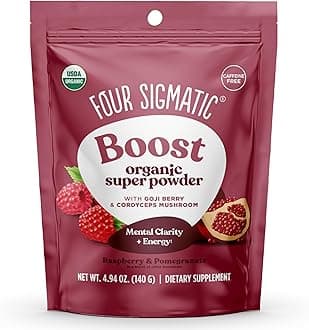 Four Sigmatic Perform Super Powder Organic Superfood Powder with Adaptogens and Antioxidants | Cordyceps Mushrooms, Garcinia Cambogia, and Goji Berries | Raspberry Pomegranate Powdered (4.94 oz.)