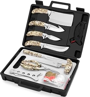 Hunting Knife Set - 15 Pieces Field Dressing Kit, Portable Deer Hunting Gear Butcher Game Processing Kit and Accessories, Hunting Knife Kit for Men Hunter
