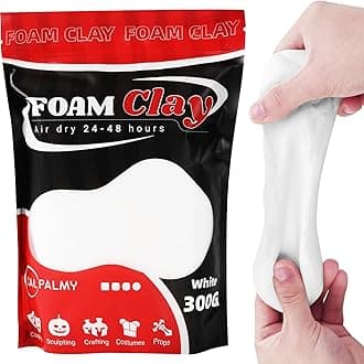 CALPALMY Moldable Foam Clay - 300g High Density Air Dry Clay for Intricate Designs, Cosplay, Crafting, and Artistic Projects - Cutting with a Knife or Rotary Tool, Sanding or Shaping (White)