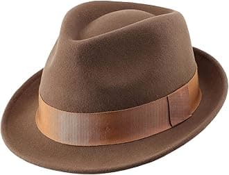 Men's Wool Felt Winter Hat Short Brim Fedora Hat