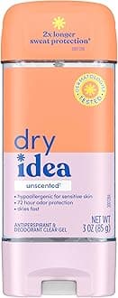 Dry Idea Gel Deodorant & Antiperspirant for Women - Hypoallergenic for Sensitive Skin, 2X Longer Sweat Protection, 72Hr Odor Control, Unscented, Womens Deodorant, 3 oz