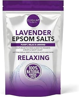 Elysium Spa Lavender Epsom Salts | Relaxing Bath with 100% Natural Mineral Salts for Muscle Relief Sleep Promotion and Skin Softener (1kg)