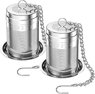 2 Pack 18/8 Stainless Steel Tea Infuser, Extra Fine Mesh Tea Infusers for Loose Tea, Tea Strainer Steeper Filter for Brew Tea, Spices & Seasonings (2)