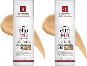 EltaMD UV Daily Tinted SPF 40 Face Sunscreen Moisturizer with Zinc Oxide, Tinted Daily Face Moisturizer with SPF, Sunscreen for Dry Skin,1.7 oz Pump (Pack of 2)
