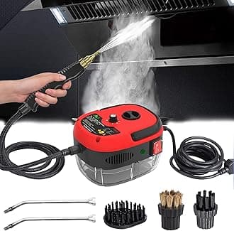 Steamer, 2500W Steam Cleaners Portable Handheld Upholstery Cleaner Window Vacuum Multi-Purpose High Pressure Steam Cleaner with 3 Brush Heads 2 Spray Gun Perfect for Stain Car Seats Kitchen Furniture