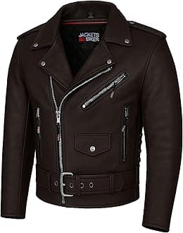 ICONIC Motorcycle Jacket for Men, Premium Buffalo Leather, Insulated Liner, Classic Side Laces, Cruiser Biker Brown XL