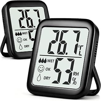 Antonki 2 Pack Room Thermometer for Home Indoor Hygrometer Humidity Meter Gauge Digital Temperature and Humidity Sensor Monitor for House Terrarium Incubator Greenhouse - Battery Included