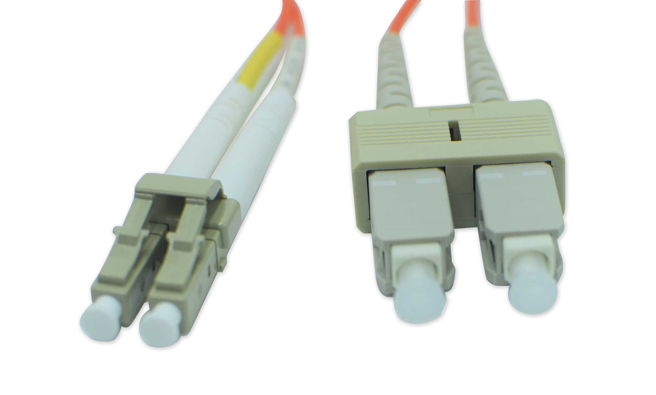 Fiber Optic Patch Cable LC-SC Single Mode Duplex 9/125nm Diameter 2.0mm Polish UPC OFNR PVC Yellow