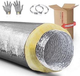8 Inch Insulated Duct,HVAC Insulation Duct,Insulated Flex Duct, AC Fleixble Duct,HVAC Ducting, Insulation Duct,8''25 'Insulated Flexible Ducting,R-4.2 for Heavy Duty HVAC & Exhaust Ductwork
