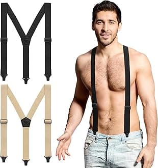 2 Pcs Men's Hidden Suspenders Y Back Under Clothing 1.5 Inch Wide Heavy Duty Adjustable