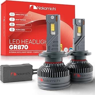 Nakamichi GR870 Series D2 D4 LED Light Bulbs for Replacement, 31,000 Lumens 200W Per Set, Super Bright Daylight White, Plug and Play, High & Low Beam, Pack of 2, 6000K, D2 D4 D2S D2R D4S D4R