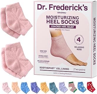 Dr. Frederick’s Original Moisturizing Fuzzy Heel Socks - Cozy Gel-Lined Socks for Dry Cracked Heels - 2 Pairs - Overnight Foot Care with Olive Oil, Vitamin E - Gifts for Women & Men - Relaxing Rose