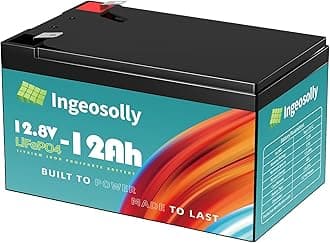 12V 12Ah LiFePO4 Lithium Battery, 6000+ Deep Cycles Lithium Iron Phosphate Battery Built-in BMS, Ideal for Power Wheels, Solar, Marine, Fish Finder, Ride-on Toy, Campin