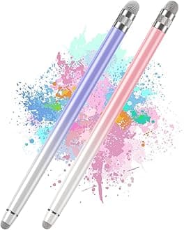 Bopomofo 2PCS Stylus Pens for Touch Screens,Stylus Pen for iPhone/iPad/Tablet Android/Microsoft Surface,Compatible with Touch Screens(White Pink/White Purple)