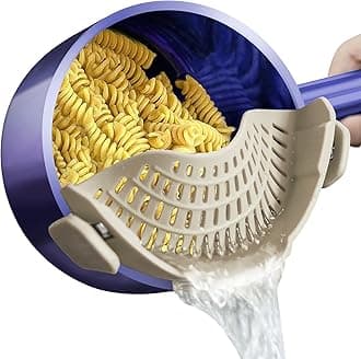 AUOON Clip On Strainer Silicone, Pasta Strainer, Meat Vegetables Fruit Silicone Kitchen Colander (MilkShake)