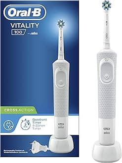 Vitality 100 Electric Rechargeable Toothbrush, White (With Uae 3 Pin Plug)