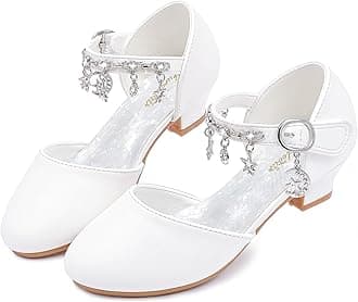 Furdeour Girls Sandals Glittler Bow Dress Shoes Princess Crystal High Heels Party Wedding Flower Girls Shoes for Kid Toddler