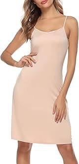 Vlazom Women's Full Slip Soft Nightdresses Basic Petticoat Spaghetti Strap Chemises V Neck Negligee Nightgown S-3XL