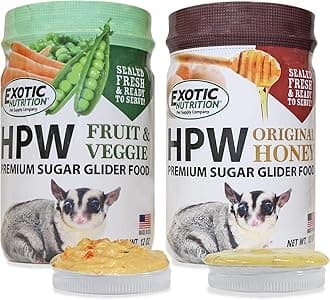 Exotic Nutrition Sugar Glider HPW Diet Jar - High Protein Healthy Natural No Mess Food for Sugar Gliders - High Protein Wombaroo Diet (Combo)