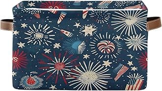 Star Large Storage Basket Usa Independence Day Foldable Storage Box Organizer Bins with Handles for Bedroom Home Office