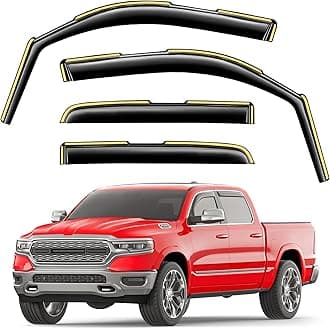 in-Channel Window Rain Guards Fit for Truck Dodge RAM 1500 (New Body Style Includes TRX) 2019-2026 Crew Cab Extra Durable Window Visors Window Deflectors Vent Shades Car Accessories-4 pcs