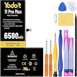 Yodoit for iPhone 11 Pro Max Battery Replacement 6500mAh Battery High Capacity 0 Cycle Replacement for Model A2161, A2218, A2220 with Repair Tool Kit & Adhesive