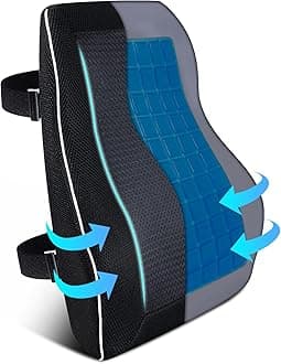Gel Lumbar Support Pillow for Office Chair Car Gaming Chair Lower Back Pain Relief Back Support, Cooling Memory Foam Cushion for not stand the heat, 3D Mesh Cover Ergonomic Orthopedic Back Rest
