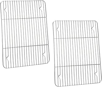 P&P CHEF Cooling Baking Rack Pack of 2, Stainless Steel Cooling Racks for Cooking Baking Roasting Grilling Drying, Dense Wires & Smooth Edge, Easy to clean, Silver, 11.6" x 9"