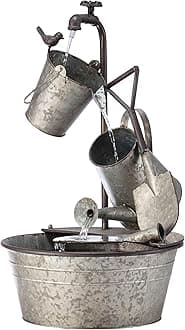 Alpine Corporation 71 cm Tall Outdoor 3-Tier Metal Garden Tools Water Fountain, Grey