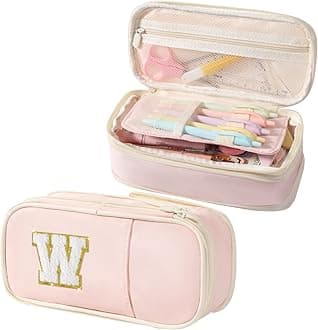 - Janhavi Initial Large Capacity Premium Oxford Cute Aesthetic Pencil Case Pouch Bag Special School Supplies Colored Stationery Organizer Gifts for Girls, Women, Adults