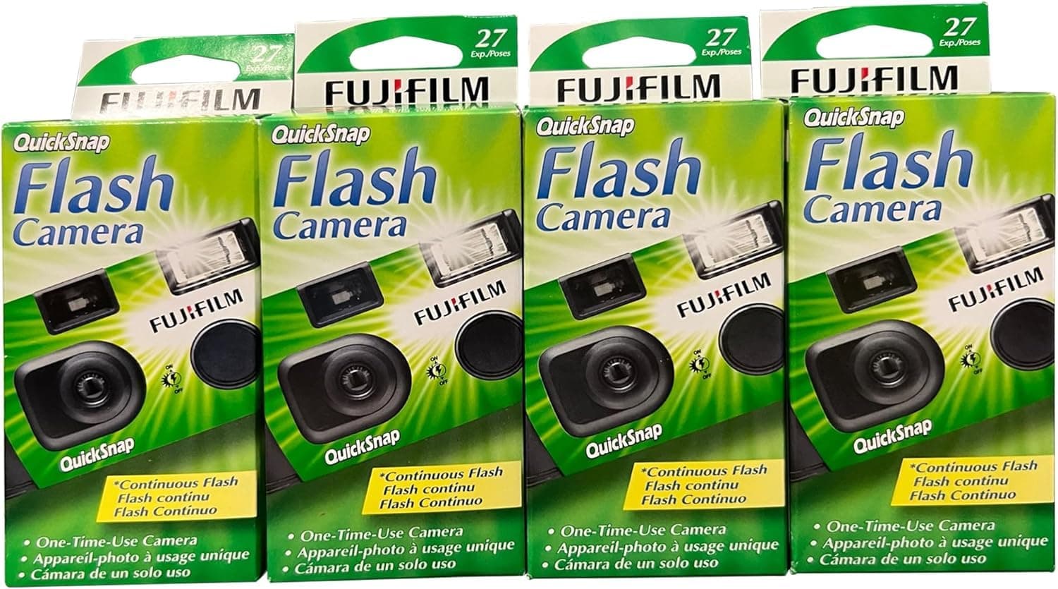 QuickSnap Flash 400 One Time Use 35mm Camera with, 27 Exposures, 4-Pack