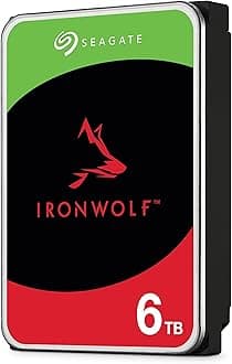 Seagate IronWolf, 6 TB, NAS, Internal Hard Drive, CMR, 3.5 Inch, SATA, 6GB/s, 5,400 RPM, 256MB Cache, for RAID Network Attached Storage, 3 year Rescue Services (ST6000VN0033)